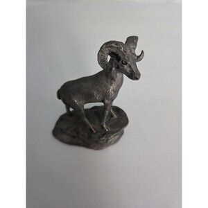 Vintage Cast Pewter Bighorn Ram Figurine Statue